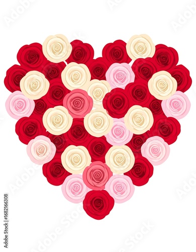 Wallpaper Mural Heart-shaped arrangement of roses in various colors Torontodigital.ca