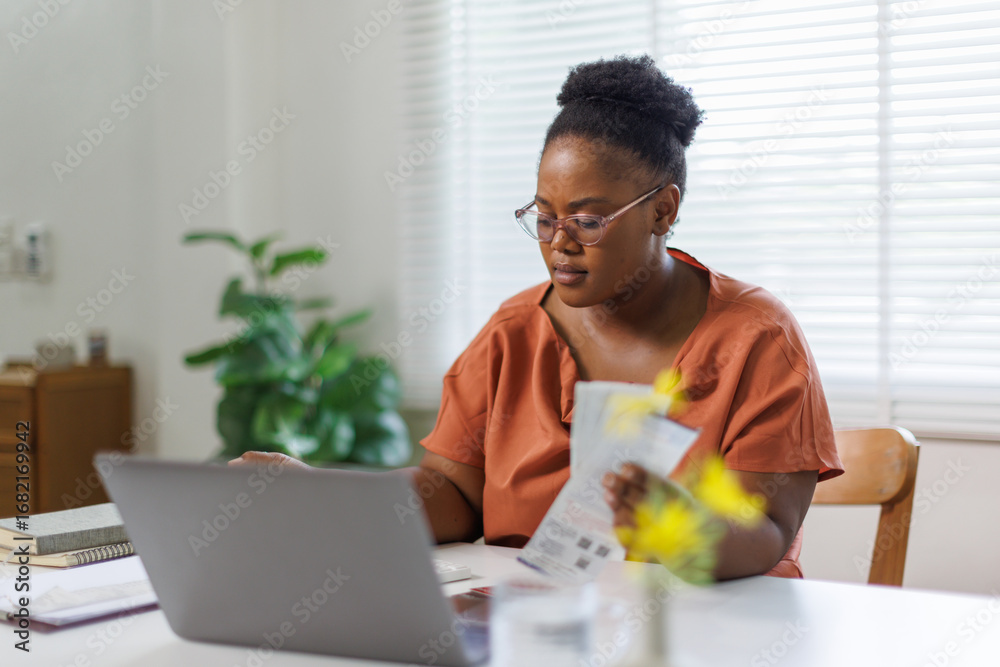 Φωτογραφία Unhappy woman feeling stressed calculating monthly expenses at home, facing financial problems or lack of money for utility household or rental payments, bankruptcy concept