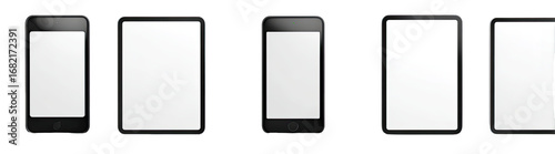 Multiple black smartphones with blank screens