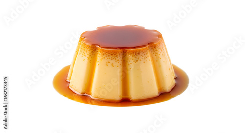 Creme Caramel isolated on Transparent Background. French food