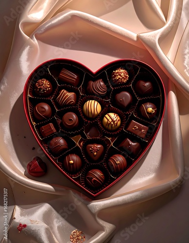 Wallpaper Mural Heart-shaped chocolate box with assorted chocolates Torontodigital.ca