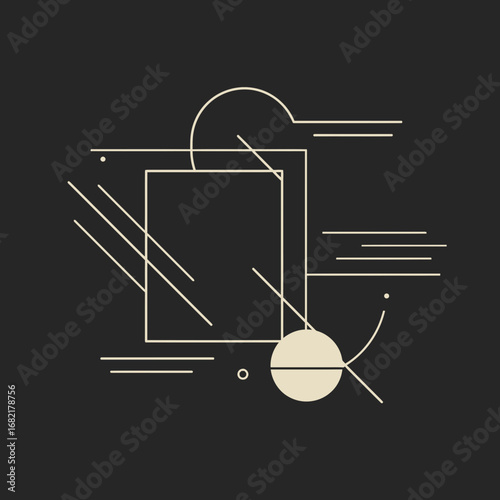 Abstract Geometric Beige Shapes on Dark Background
