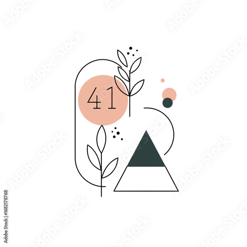 Abstract Geometric Botanical Illustration with Pastel Colors