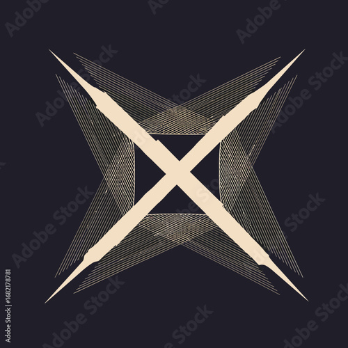 Abstract Geometric Beige X Shape on Dark Background