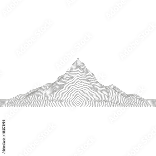 Abstract Grey Mountain Peak Geometric Line Art Illustration