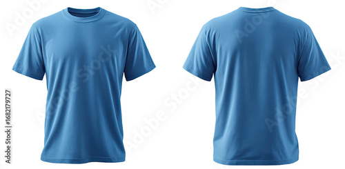 Blank light blue t-shirt, front and back views