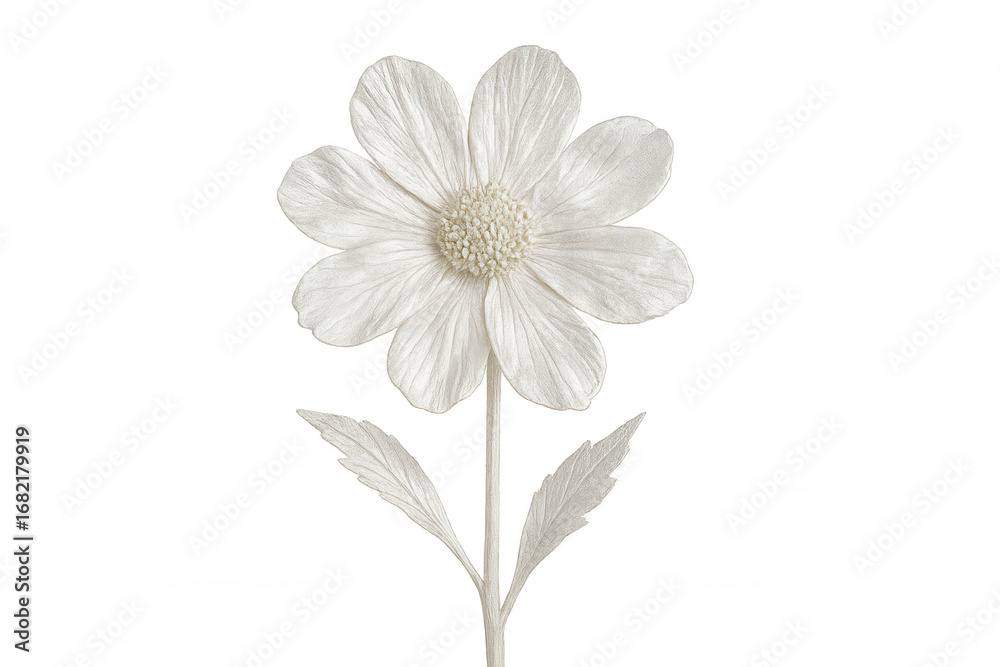 Fototapeta premium Soft white paper blossom unfurling against translucent backdrop, symbolizing delicate beauty and minimalist design aesthetic