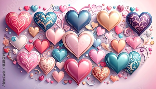Wallpaper Mural Heart-shaped design, pastel colors Torontodigital.ca