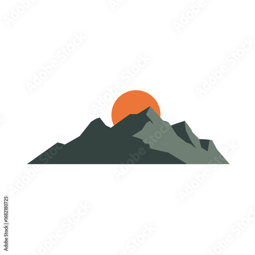 Dark Gray Mountain Silhouette at Sunset