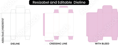 packaging box die-line Templete ,label and packaging dieline design, Editable Vector Layout for Printing,
food box, cosmetic packaging, folding carton