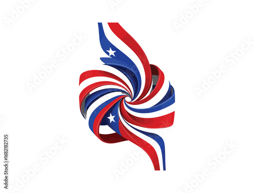 Abstract Red and White Ribbon Forming Circular Loop, Awareness Symbol Vector