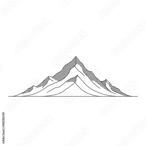 Monochrome Mountain Peak Illustration