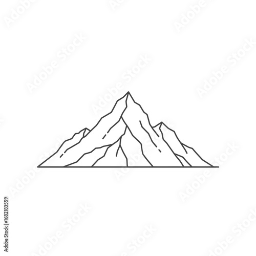 Monochrome Mountain Peak Outline Illustration