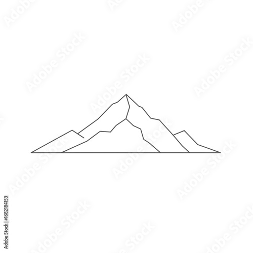 Simple Line Art Mountain Peak Illustration