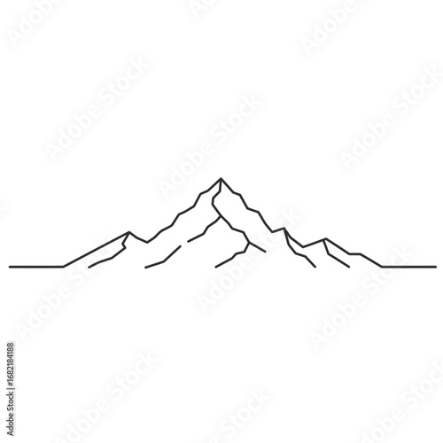Simple Line Art Mountain Range Illustration