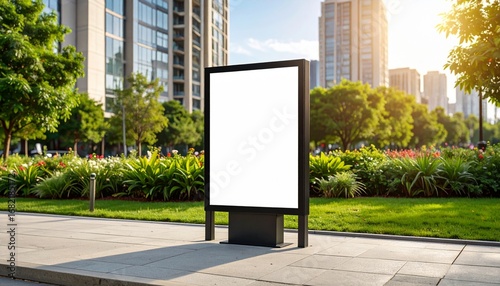 Blank Advertisement Billboard in City Park, Modern Ad Space for Urban Consumers