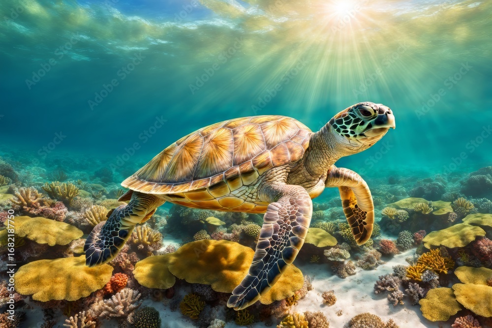 Obraz premium Sea Turtle Swimming