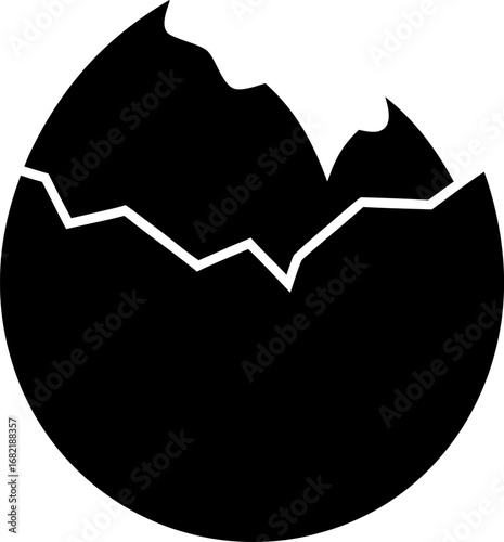 A Half Cracked Eggshell Silhouette Vector Illustration