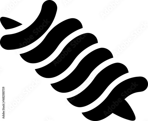 A Single Piece of Fusilli Pasta Silhouette Vector
