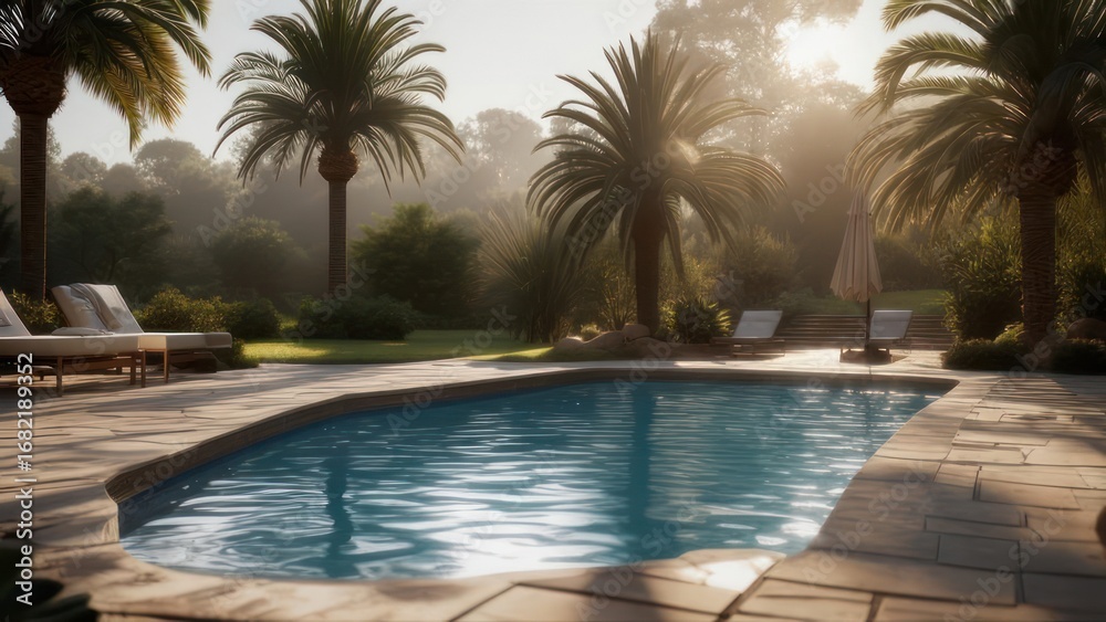 Fototapeta premium Sunny poolside scene