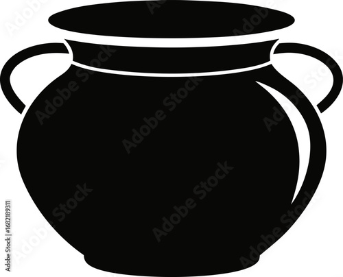 Clay Water Pot Silhouette Vector Illustration Black