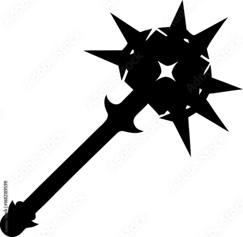 Mace Weapon Silhouette Vector Illustration Black and White