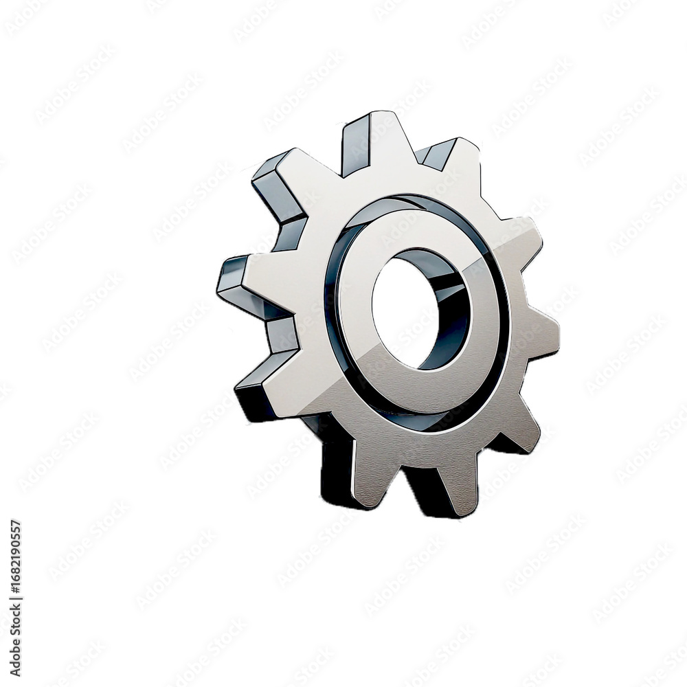 Obraz premium Illustration of a silver gear isolated on transparent background