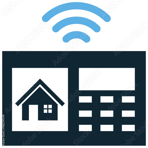 Alarm home security icon vector for home safety, intrusion detection, and smart monitoring. Useful for illustrating a modern alarm with connected technology.