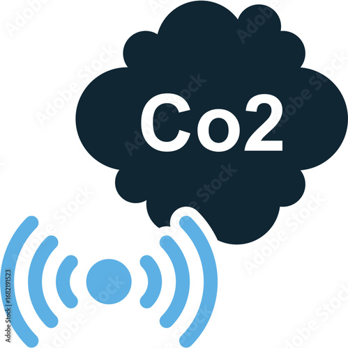 Gas detection sensor icon vector for home security, public safety, and smart monitoring. Useful for illustrating a modern sensor with connected technology.