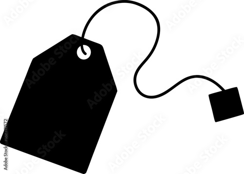 Vector Silhouette of a Single Used Tea Bag with its Tag