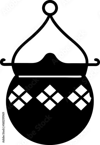 Vector Silhouette of a Traditional Jute Hanging Pot Holder