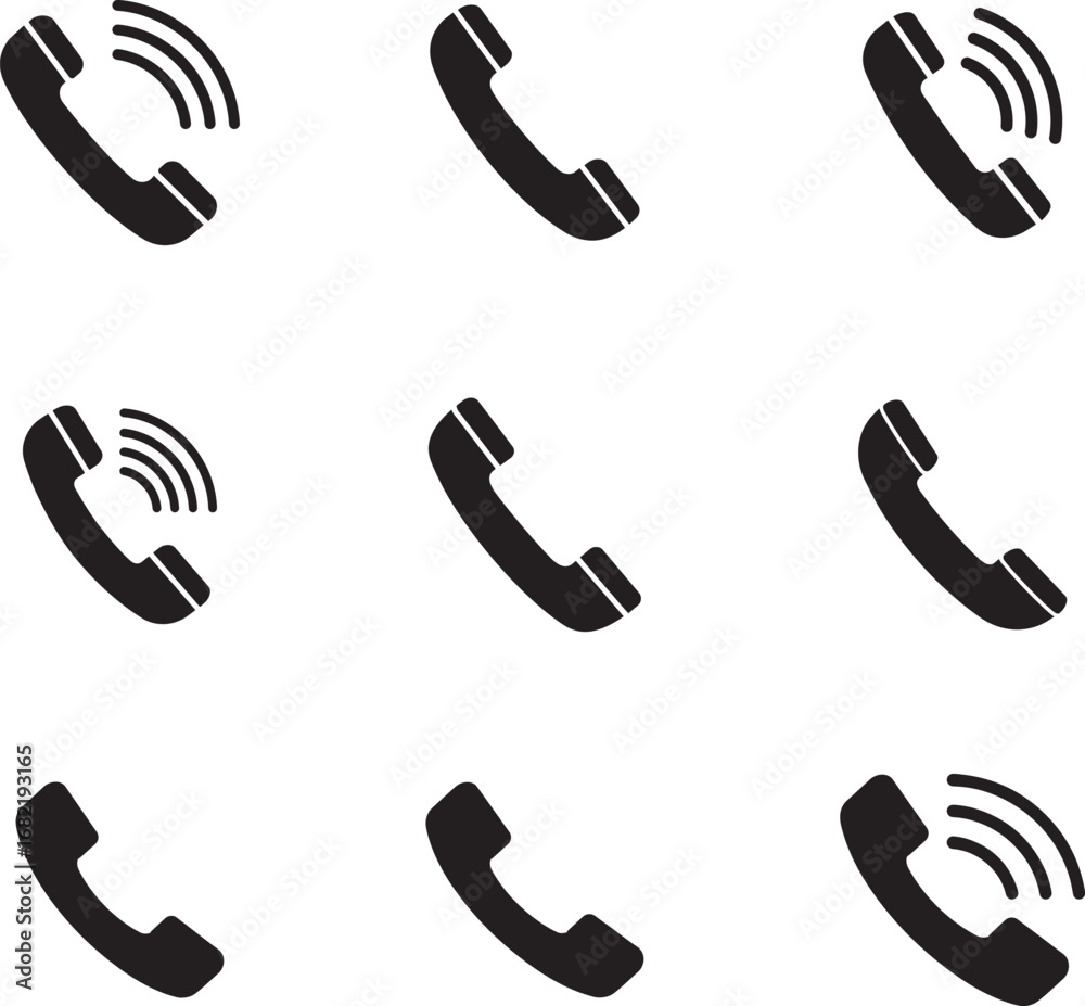 Fototapeta premium Phone handset icons in a grid pattern representing communication and contact methods
