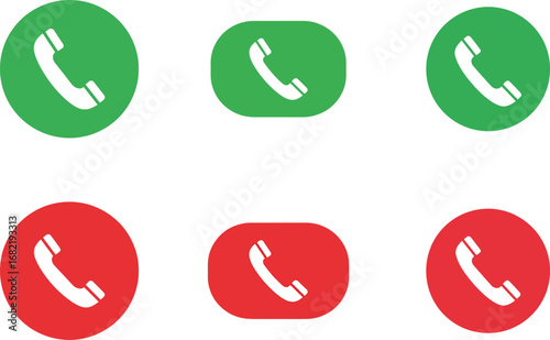 Phone Call Icons Green Accept and Red Decline Buttons for Communication