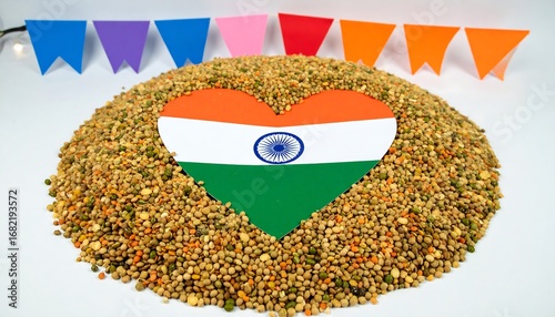 Wallpaper Mural Heart-shaped Indian flag amidst lentils Torontodigital.ca