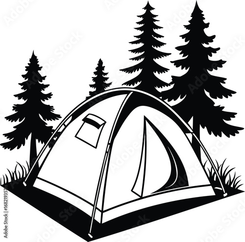 Simple camping tent icon flat design silhouette