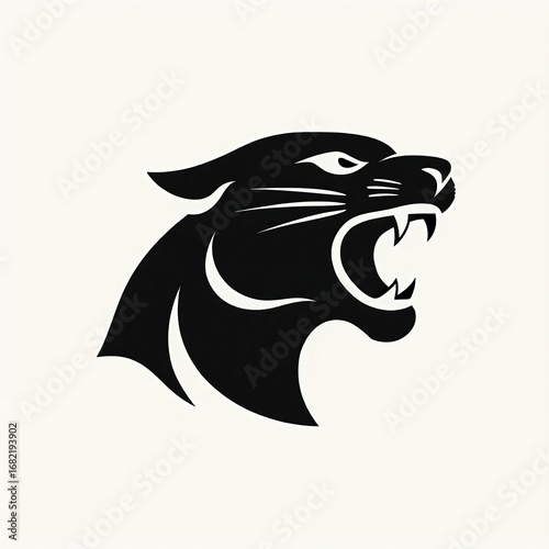 panther  roaring head mascot vector logo