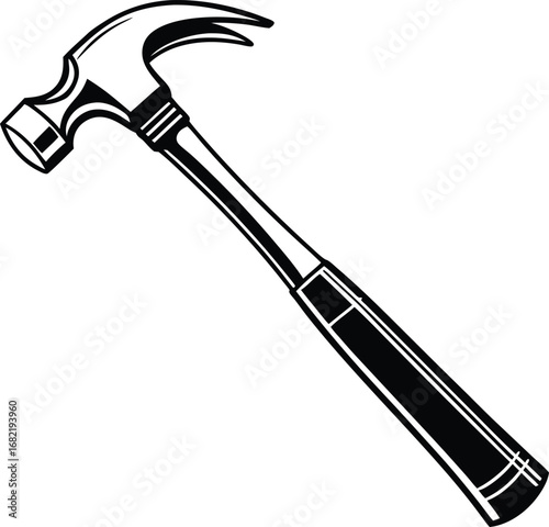 Flat hammer icon design with a distinctive silhouette style