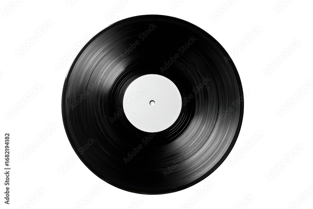Obraz premium Black vinyl record with a blank white label