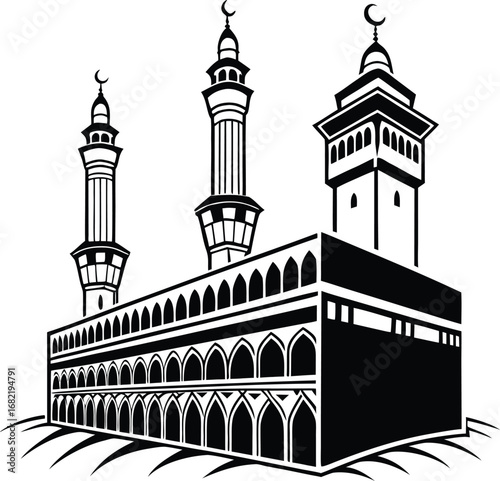 Flat kaaba icon islamic holy site silhouette design