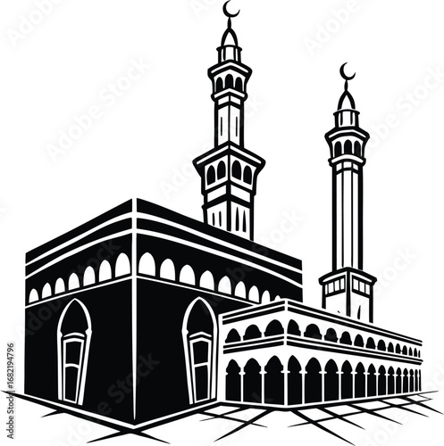 Islamic kaaba building flat icon in silhouette style