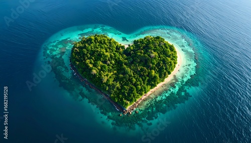 Wallpaper Mural Heart-shaped island in turquoise water Torontodigital.ca