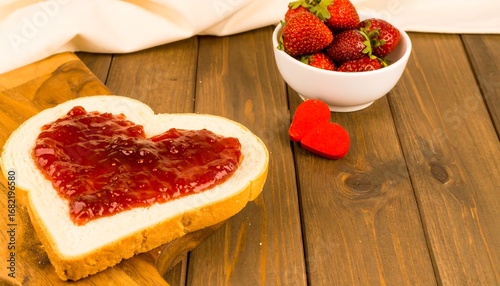 Wallpaper Mural Heart-shaped jelly sandwich with fresh strawberries Torontodigital.ca