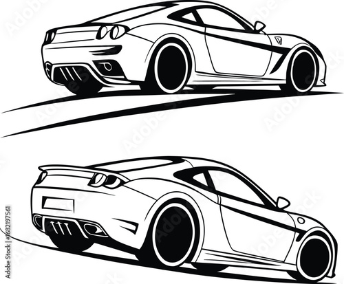 Modern sports car flat vector icon in silhouette style