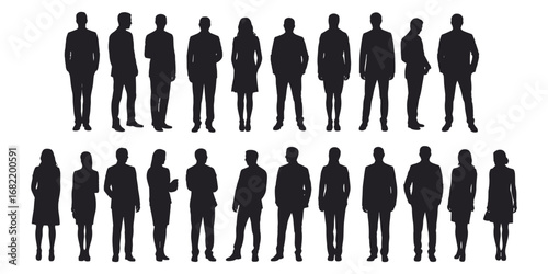 Collection of Diverse Male and Female Business People Silhouettes Standing woman
