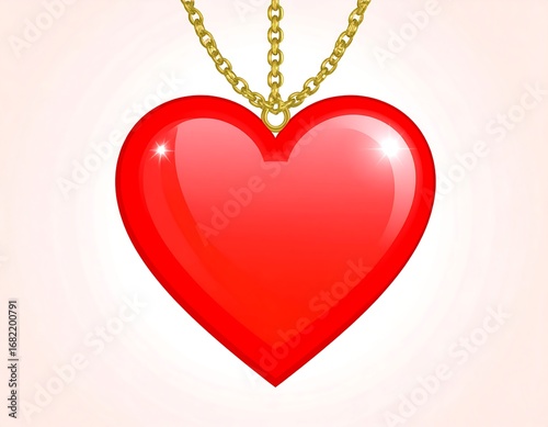 Wallpaper Mural Heart-shaped pendant with gold chains Torontodigital.ca