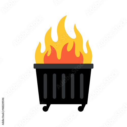 Burning Trash Can Illustration – Dumpster Fire Cartoon Icon