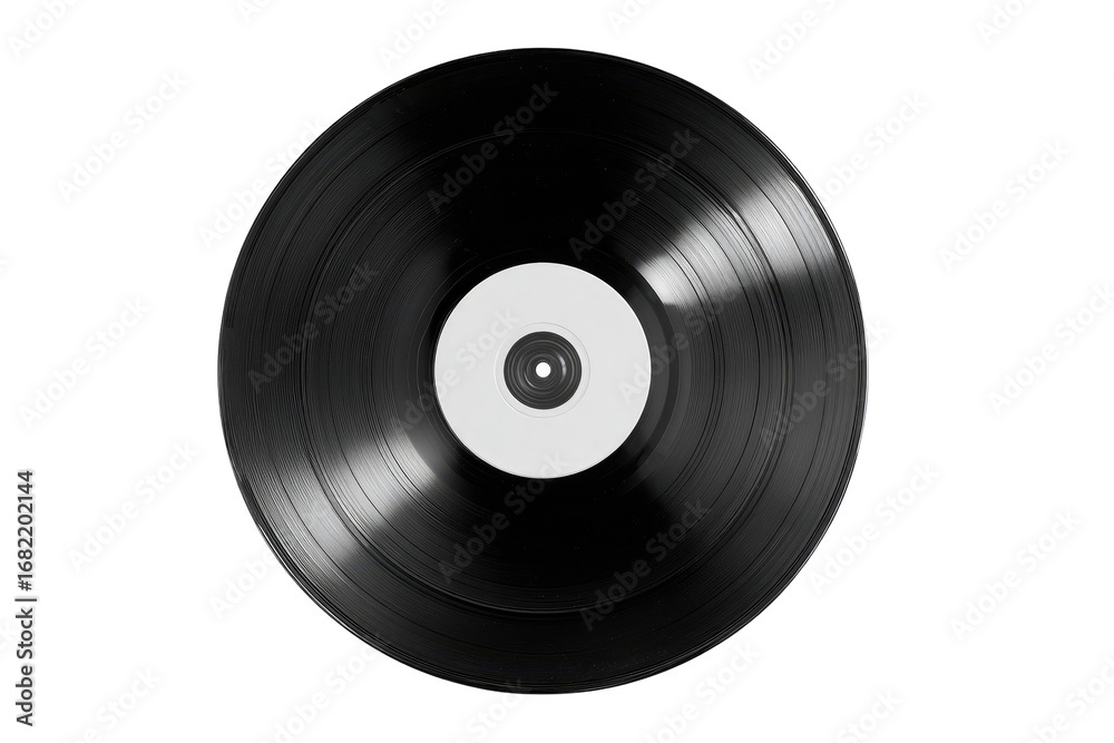 Obraz premium Close-up of a black vinyl record with a white label (3)