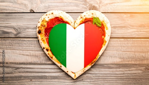 Wallpaper Mural Heart-shaped pizza with Italian flag design (1) Torontodigital.ca
