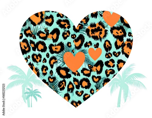 Wallpaper Mural Heart-shaped tropical print Torontodigital.ca