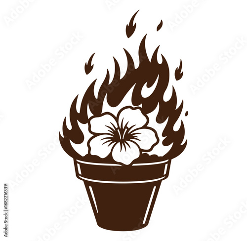 Artistic illustration of a flower burning in flames symbolizing passion and intensity